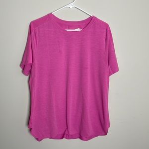Avia Pink Athletic Short sleeve top- side panels- curved hem- vented- XL